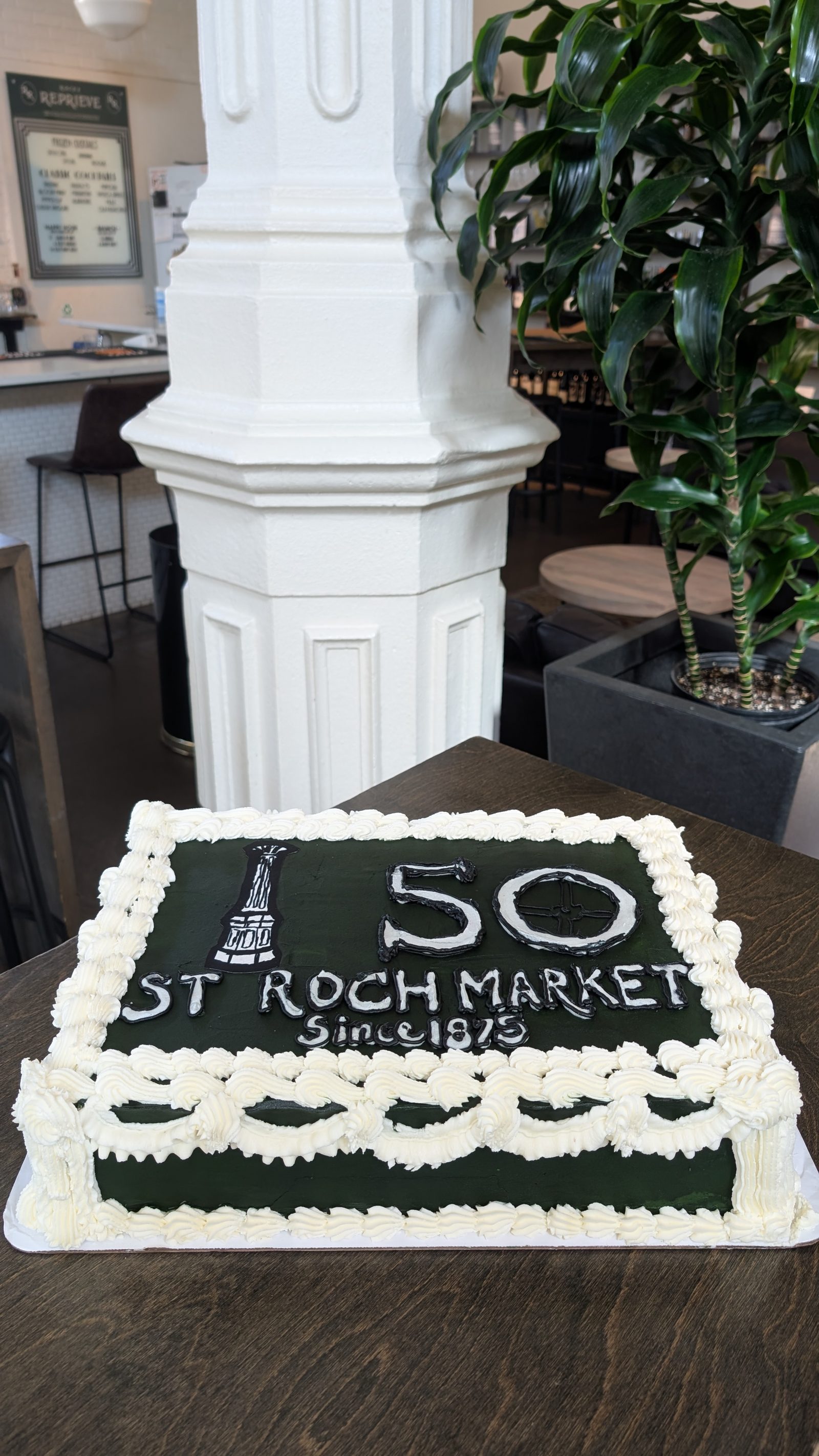 150th anniversary cake at St. Roch Market
